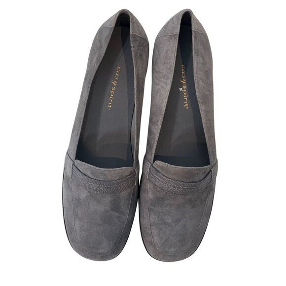 Easy Spirit Gray Suede Loafers Women’s 8 Comfort Work Flats - Picture 2 of 13